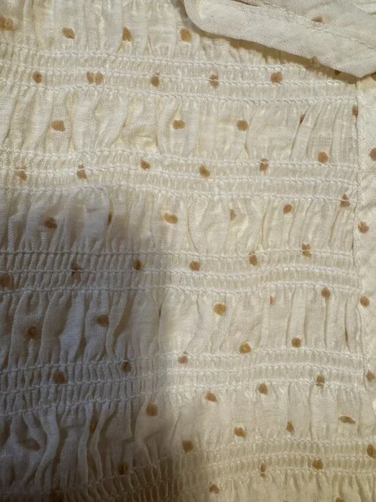 Moon River Womens Smocked Milkmaid Maxi Dress M Cream Dot Princess Feminine NEW - Picture 8 of 9